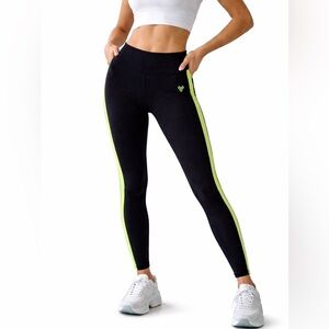 TNA Equator Leggings – Black/Neon | XS | NWT